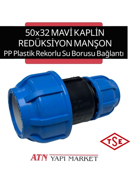 50X32 Mavi Kaplin Redüksiyon Manşon – Pp Plastik Su Borusu Bağlantı Parçası
