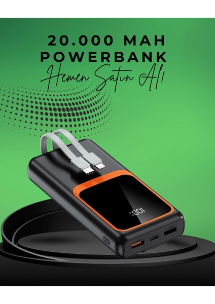 20000 Mah Taşınabilir Powerbank | Çok Kablolu, Hızlı Şarj Destekli (22.5W)