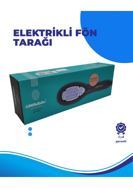 Siyah Renk Seramik Elektrikli Saç Düzleştirici Fırça – 210°C Isı Ayarı