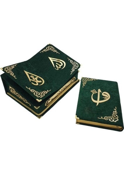 Islami Hediye Kuranı Kerim Seti Rahleli Kadife Kutulu Yeşil fiyatları