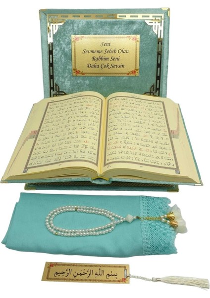 Kişiye Özel Reşal Kutulu Orta Boy Kur'an-I Kerim (Su Yeşili) fırsatları