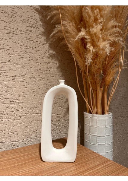 Modern Bohem Tarz Beyaz Taş Tozu Dekoratif Vazo Seti (2'li) fiyatları