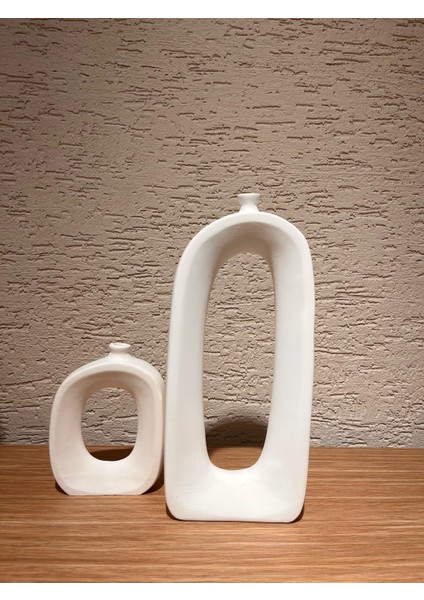 Modern Bohem Tarz Beyaz Taş Tozu Dekoratif Vazo Seti (2'li) modelleri