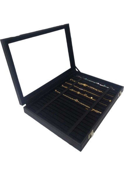 Siyah Alkantara Süet Takı Kutusu, Bileklik ve Zincir Saklama Çözümü fiyatları