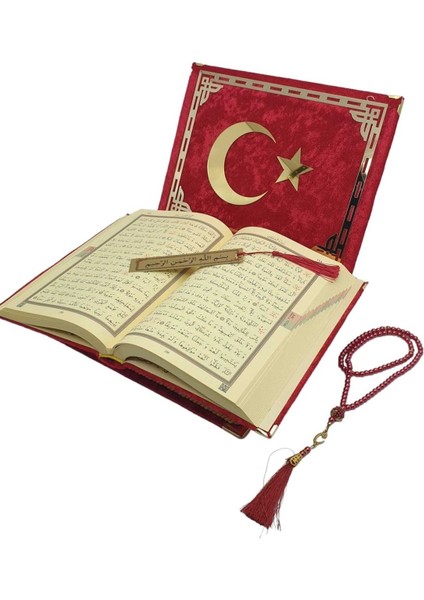 Kişiye Özel Reşal Kutulu Orta Boy Kur'an-I Kerim (Kırmızı,ay Yıldız) modelleri