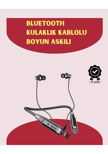 120 Saat Pil Ömrüyle Boyun Askılı Bluetooth Kulaklık – Spor ve Günlük Kullanım Için