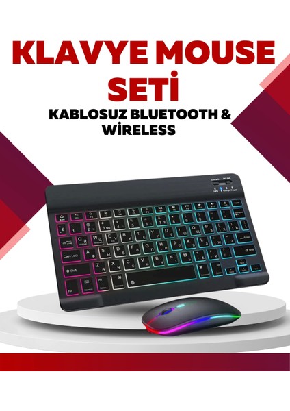 Bluetooth 5.3 Destekli Şarjlı Taşınabilir Klavye + Mouse Kombinasyonu