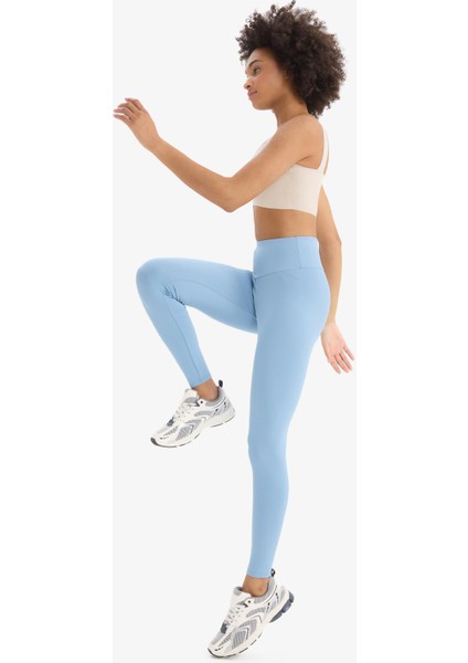 Fit Yüksek Bel Beli Saran Esnek Basic Düz Sporcu Tayt fırsatları