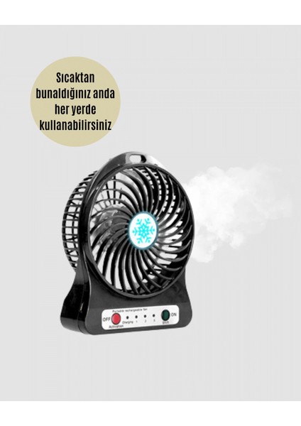 Mini Vantilatör Masaüstü – USB Girişli, Şarjlı, 3 Kademe, Sessiz Motor, Işıklı indirimleri