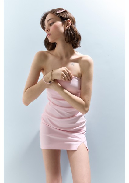 Coool Bodycon Vücudu Saran Straplez Mini Elbise C6342AX25SM modelleri