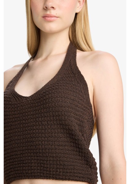 Slim Fit Dar Kesim Halter Yaka Triko Atlet F8367AX25HS indirimleri