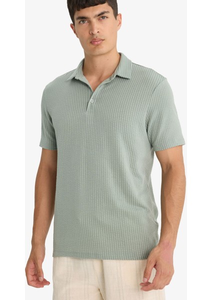 Slim Fit Dar Kesim Polo Yaka Pamuklu Kısa Kollu Tişört X2594AZ25SP