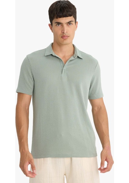 Slim Fit Dar Kesim Polo Yaka Pamuklu Kısa Kollu Tişört X2594AZ25SP