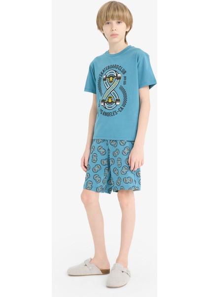 Erkek Çocuk Pijama Takımı Baskılı Kısa Kollu Üst Desenli Şort D9989A825SM fırsatları