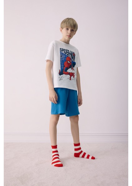 Erkek Çocuk Marvel Spiderman Pijama Takımı Kısa Kollu Üst Şort E0343A825SM fiyatları