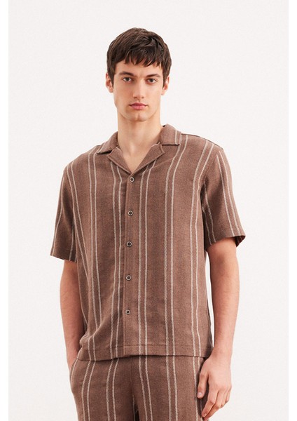 Regular Fit Polo Yaka Jakarlı Kısa Kollu Gömlek E5680AX25SM