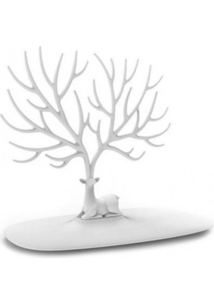 Şık Beyaz Geyik Tasarımlı Takı ve Mücevher Standı, Düzenli Saklama İçin İdeal fırsatları