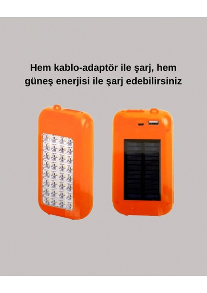 Güneş Paneli Destekli Powerbank ve LED Işıldak – 10000 Mah, Çift Usb, Outdoor Kullanım Için