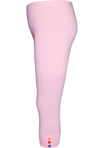 Uçuk Pembe Kız Çocuk Düğme Aksesuarlı Kapri