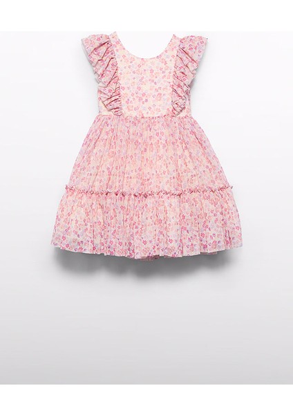 Abel&lula Kız Çocuk Baskılı Tül Turuncu Abiye Elbise fırsatları