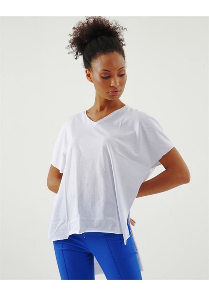 V Yaka Yırtmaçlı Tunik -Beyaz fiyatları