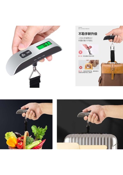 Elektronik Kantar Dijital El Bagaj Bavul Tartısı Seyahat Çantası Valiz Vb. Tartısı LCD Ekran Fonksiyonlu Terazi (Max: 50 Kg) fiyatları