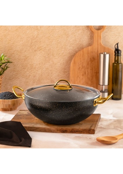 28 cm Kapaklı Wok Tencere 4 Lt