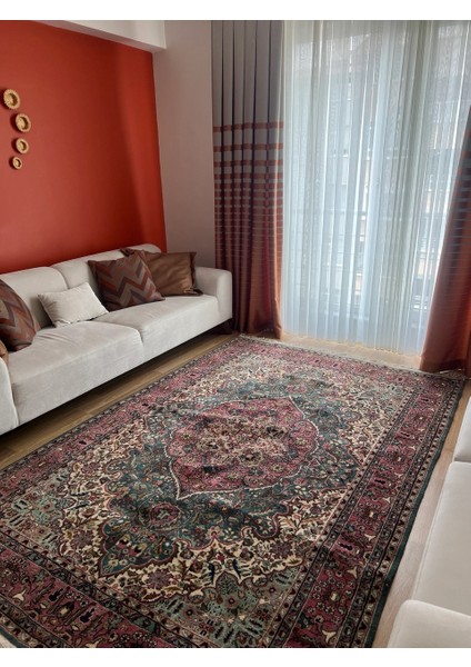 181X274 cm Büyük Boy Yeşil & Pembe Renk El Dokuma Halı, Harika Çiçek Desenli Büyük Boy Salon Halısı modelleri