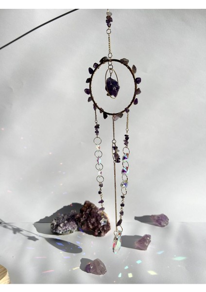 Ametist Hediye Kutusu 3 - Doğal Taş Sun Catcher, Ametist Mum, Palo Santo ve Palo Santo Tütsülük fiyatları
