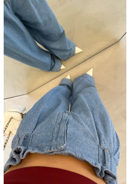 Kendinden Kuşaklı Geniş Paça Jean fırsatları