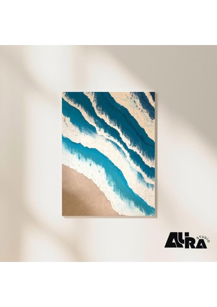 Özel Tasarım Dokulu Tablo Deniz ve Kumsal