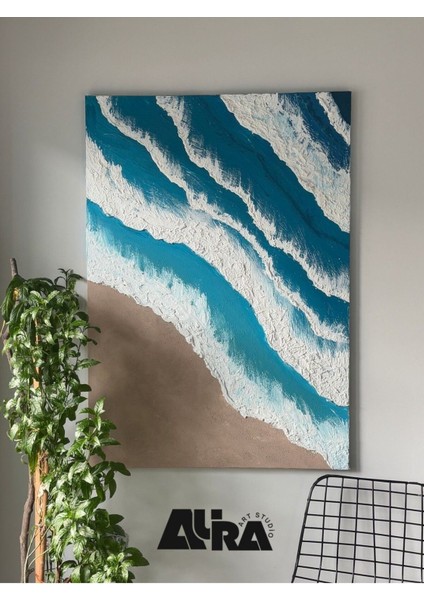 Özel Tasarım Dokulu Tablo Deniz ve Kumsal fiyatları