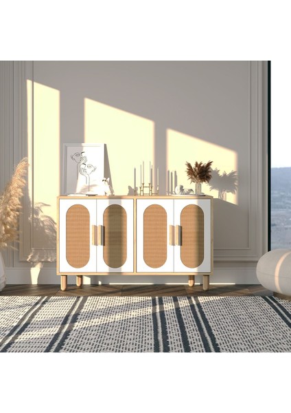 Siena Hazeran 120CM Konsol, Çok Amaçlı Dolap, Ayakkabılık, Kahve Köşesi, Kitaplık, Tv Sehpası