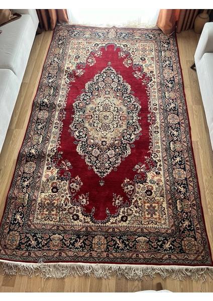 176X299 cm Büyük Boy Kırmızı Renk Halı, Yıkanabilir El Dokuma Nostaljik Halı, Canlı Renkli Şık Ev & Ofis Halısı