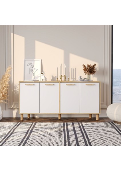 Venedikk 150CM Konsol,tv Sehpası,kitaplık,çok Amaçlı Dolap Ahşap Ayaklı