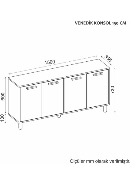 Venedikk 150CM Konsol,tv Sehpası,kitaplık,çok Amaçlı Dolap Ahşap Ayaklı