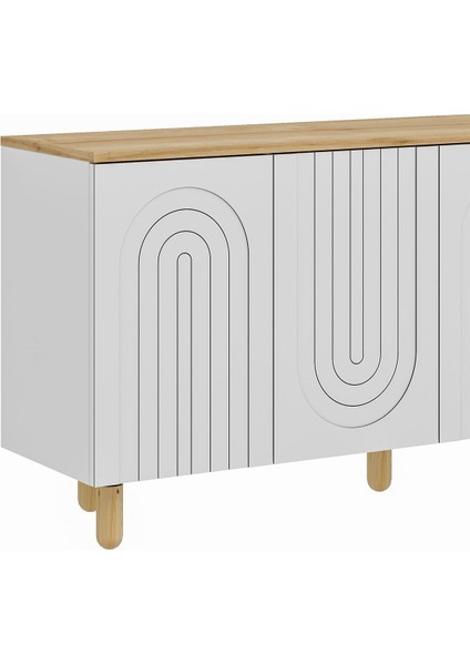 Hardy Konsol,çok Amaçlı Dolap, 150CM, Beyaz&meşe