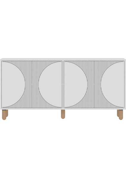 Arven Konsol 150CM, Tv Sehpası, Kitaplık, Çok Amaçlı Dolap, Ahşap Ayak, Lazer Desen fırsatları