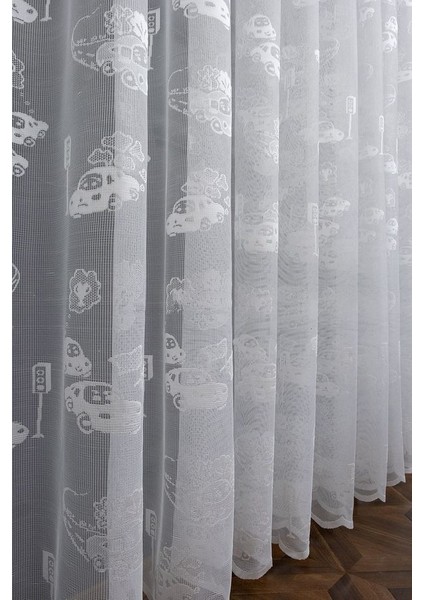 Çocuk Odası Araba Modeli 3 Kat Pileli Tül Perde