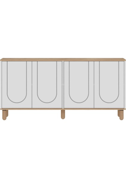 Elaris Konsol 150CM, Tv Sehpası, Kitaplık, Çok Amaçlı Dolap, Ahşap Ayak, Bohem indirimleri