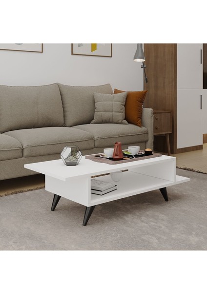 Dream 105CM Beyaz Orta Zigon Sehpa