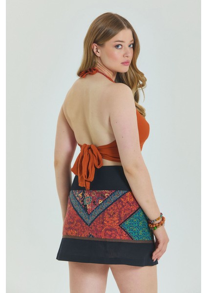 Çıtçıt Kapamalı Patchwork Anvelop Büyük Beden Etek indirimleri