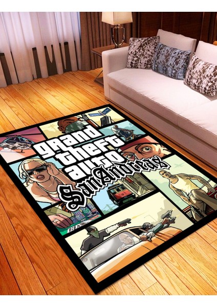 Gta San Andreas Görselli Halı – Kaymaz Taban, Süngerli Yüzey, Makinede Yıkanabilir Gamer Halı fırsatları