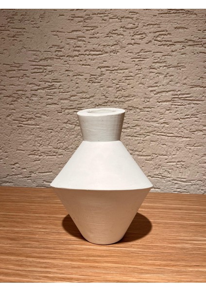 Beyaz Modern Taş Tozu VAZO(20CM) - Tek Parça Dekoratif Vazo