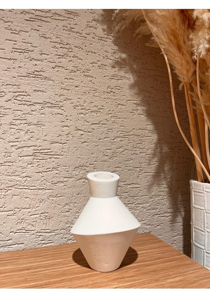 Beyaz Modern Taş Tozu VAZO(20CM) - Tek Parça Dekoratif Vazo modelleri