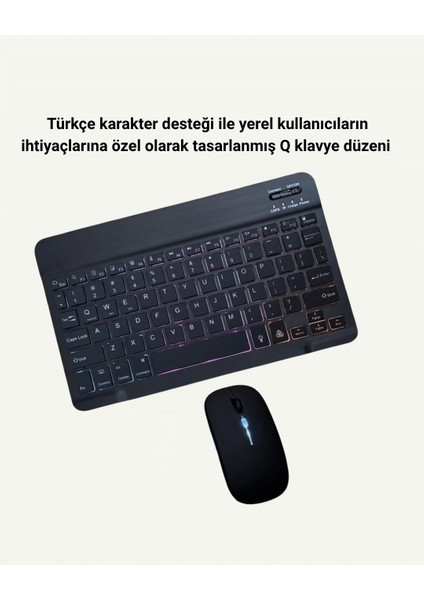 Tüm Cihazlarla Uyumlu Rgb Işıklı Kablosuz Klavye ve Mouse Seti