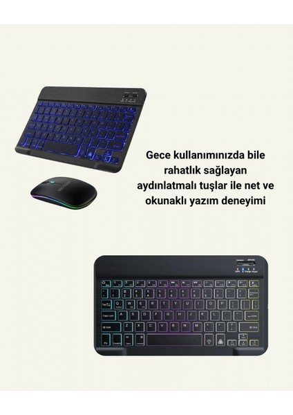Tüm Cihazlarla Uyumlu Rgb Işıklı Kablosuz Klavye ve Mouse Seti