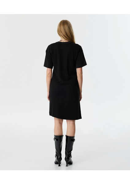 Slogan Baskılı Colorblock Penye Elbise TW6250002114036 fırsatları