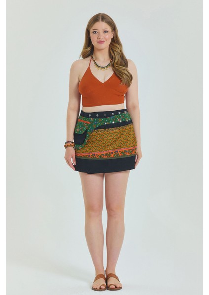 Çıtçıt Kapalamı Cepli Patchwork Anvelop Büyük Beden Etek modelleri