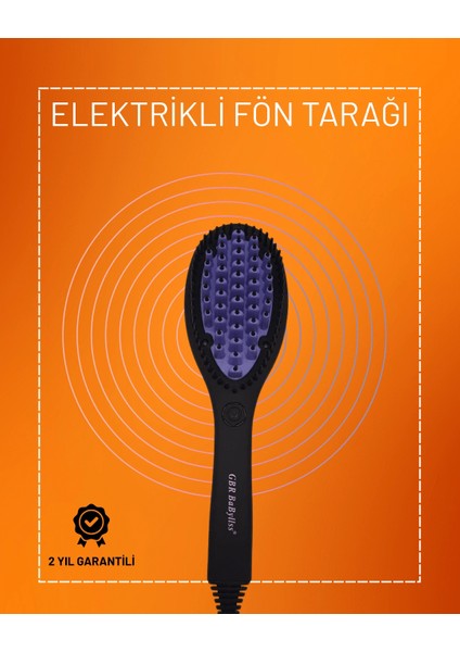Ptc Seramik Isı Ayarlı Saç Düzleştirme Fırçası – Siyah